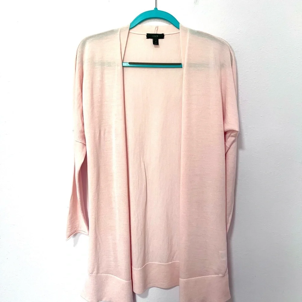 J. Crew Pink Open-Front Cardigan Sweater merino wool‎ small